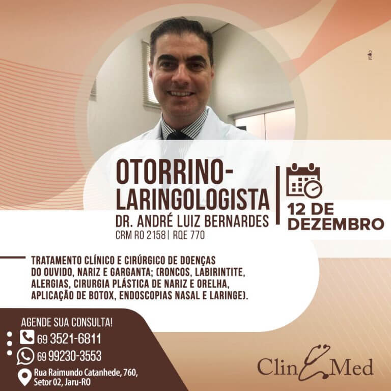 Otorrinolaringologista Dr. Andr\u00e9 Luiz atender\u00e1 nesta quinta-feira (12 ...