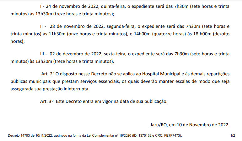 Prefeitura funciona hoje em horário especial devido ao jogo da Copa - Jaru  Online