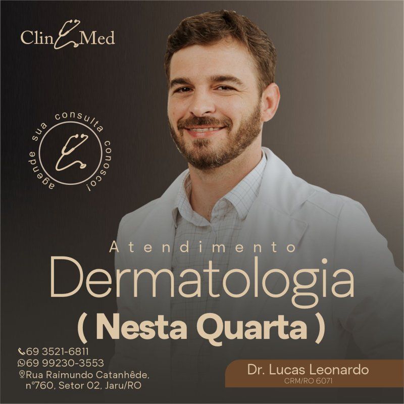 Jaru Atendimento nesta quartafeira, em dermatologia com Dr. Lucas